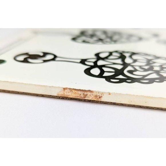 Black and White Ceramic Trivet 6x6 Kitchen Hotplate Tile Square Cork Backing - Picture 6 of 10